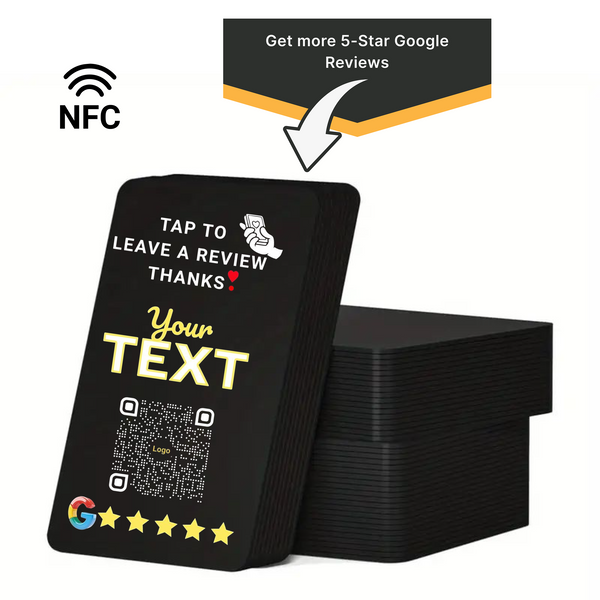 Custom NFC PVC Review Card – UV Printed Business Card with Google Review QR Code – Rewriteable Tap & Scan Feedback Card
