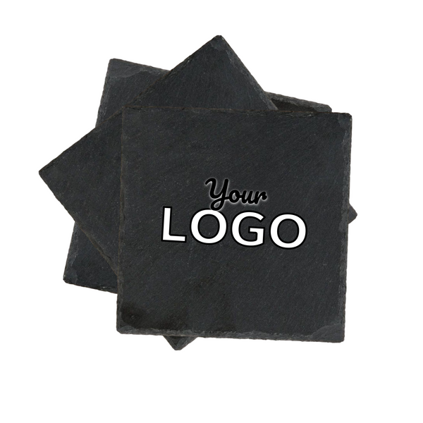 Slate Coaster - 4 inch square - Black Stone / ID100083